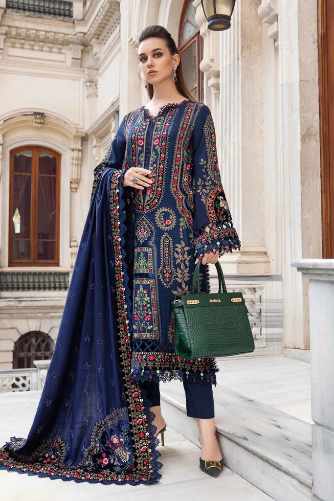 MFLN-1029 3PC DHANAK EMBROIDERED SUIT-PK-5746