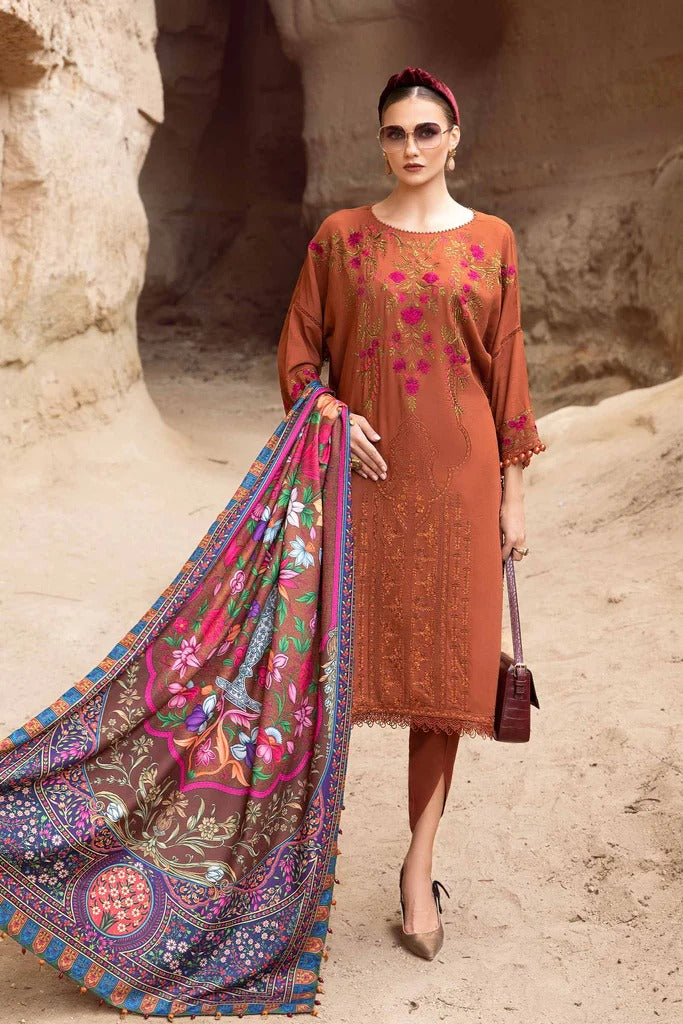 MFLN-1012 3PC DHANAK EMBROIDERED SUIT-PK-5746